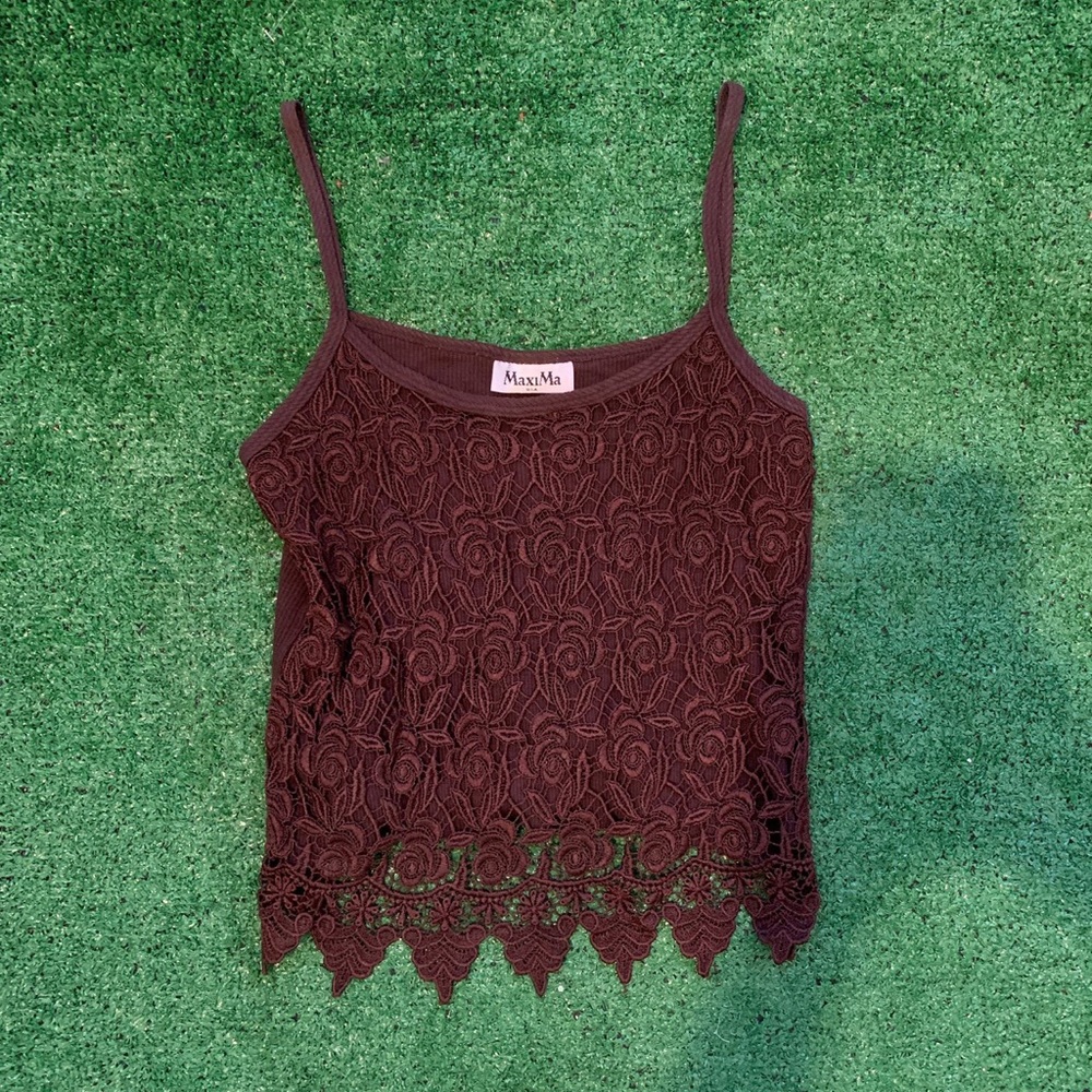Brown lace crop top